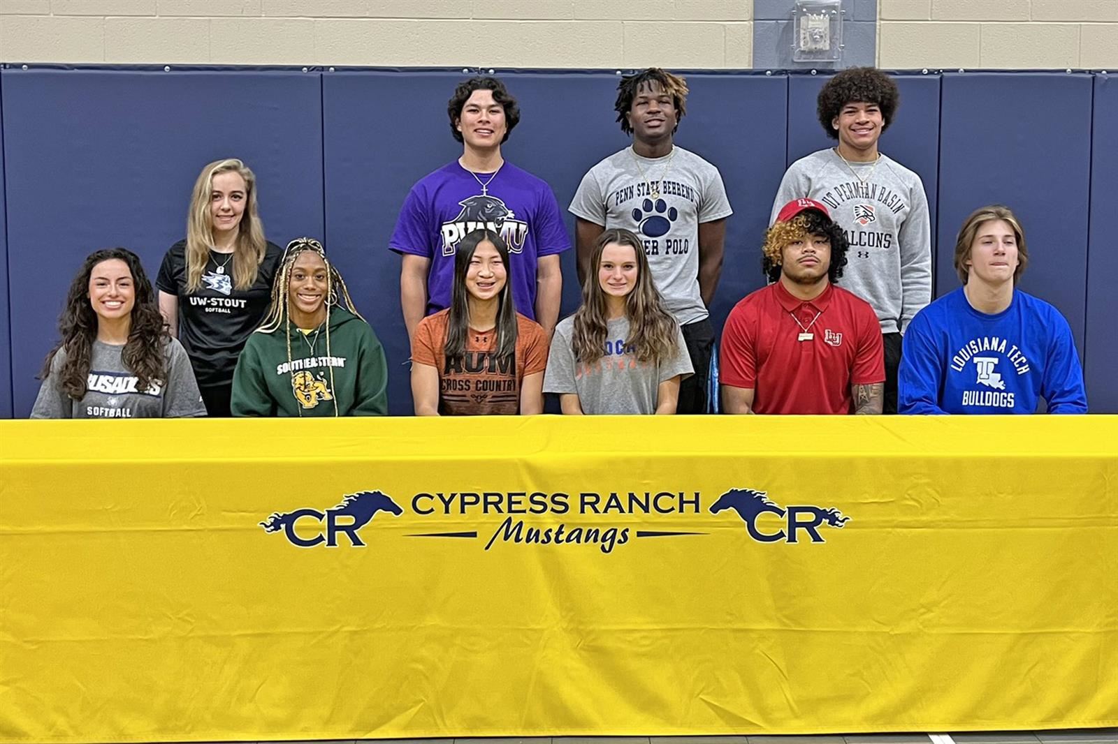 Ten Cy Ranch seniors were among 87 student-athletes across CFISD recognized for signing letters of intent.